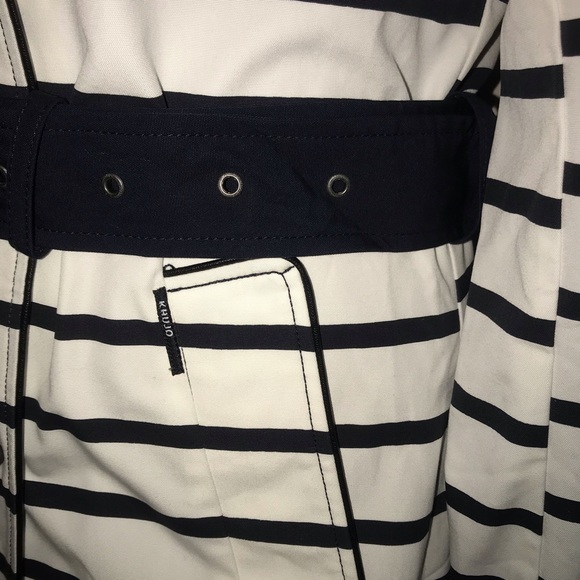 * SOLD *Khujo White with Navy Stripes Trench Coat - Picture 10 of 14